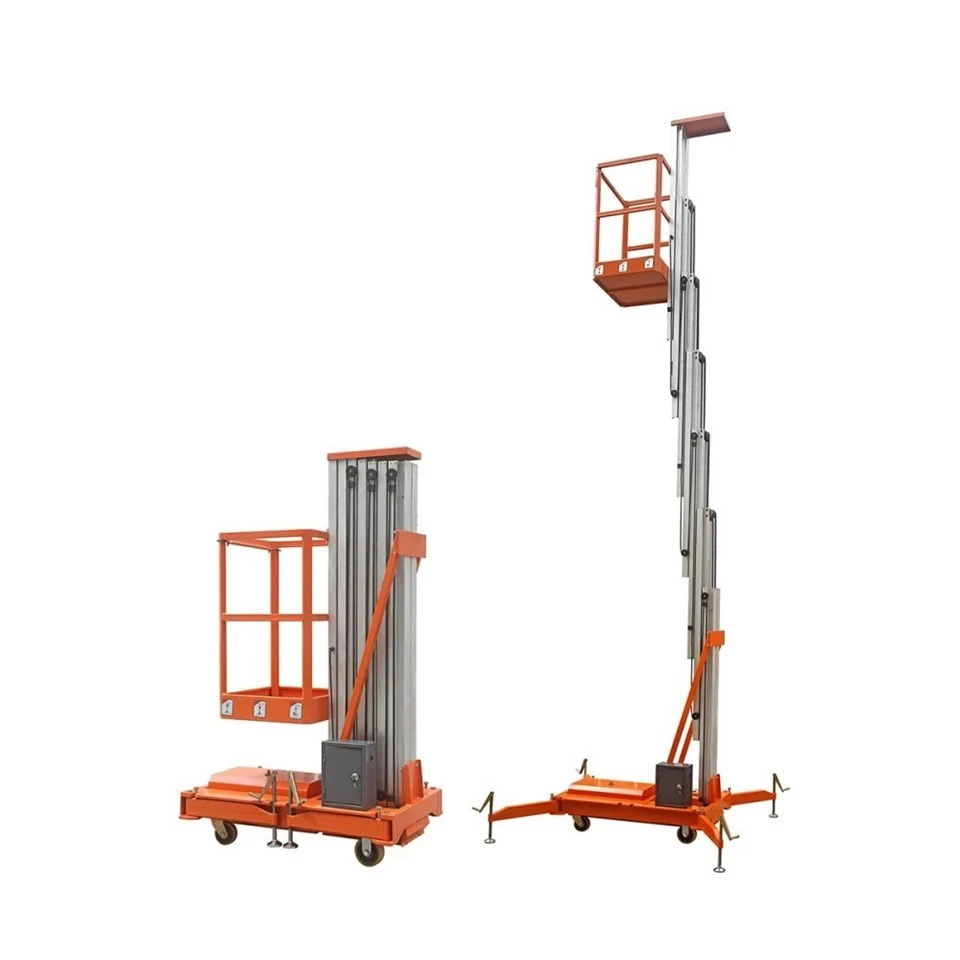 150kg 7.7m Push Around Single Mast Man Lift Mobile Hydraulic Platform factory